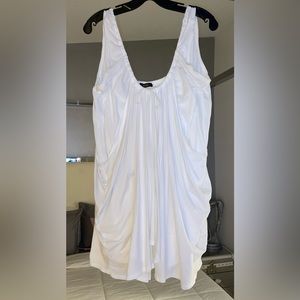 Vera Wang Collection White Cotton Blouse Draped Tunic Mini Dress US 4 EU 38